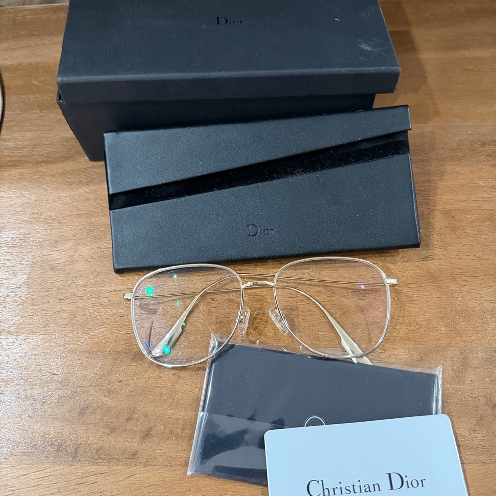 Dior Gold-Toned Eyewear with Black Case